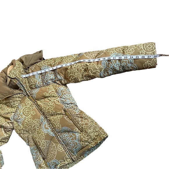 Athleta Womens Abstract Small Goose Down Winter Puffer Coat Jacket Zip off Hood - Picture 13 of 16